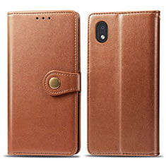 Leather Case Stands Flip Cover Holder S05D for Samsung Galaxy M01 Core Brown