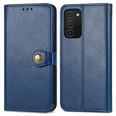 Leather Case Stands Flip Cover Holder S05D for Samsung Galaxy M02s Blue