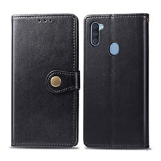 Leather Case Stands Flip Cover Holder S05D for Samsung Galaxy M11 Black