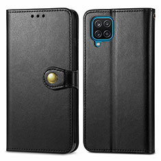 Leather Case Stands Flip Cover Holder S05D for Samsung Galaxy M12 Black