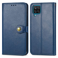 Leather Case Stands Flip Cover Holder S05D for Samsung Galaxy M12 Blue