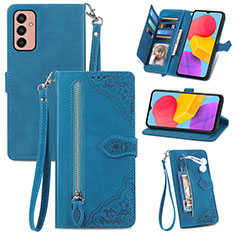 Leather Case Stands Flip Cover Holder S05D for Samsung Galaxy M13 4G Blue