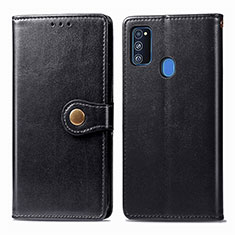 Leather Case Stands Flip Cover Holder S05D for Samsung Galaxy M21 Black
