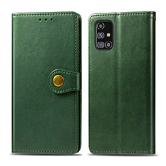 Leather Case Stands Flip Cover Holder S05D for Samsung Galaxy M31s Green