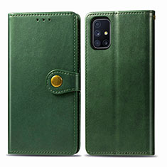 Leather Case Stands Flip Cover Holder S05D for Samsung Galaxy M51 Green