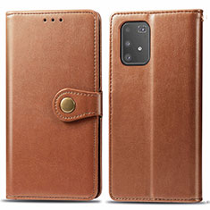 Leather Case Stands Flip Cover Holder S05D for Samsung Galaxy M80S Brown