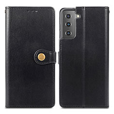 Leather Case Stands Flip Cover Holder S05D for Samsung Galaxy S21 5G Black