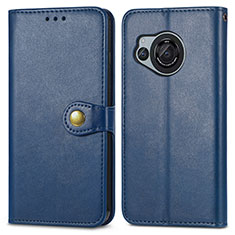 Leather Case Stands Flip Cover Holder S05D for Sharp Aquos R8 Blue