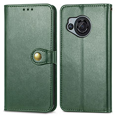 Leather Case Stands Flip Cover Holder S05D for Sharp Aquos R8 Green