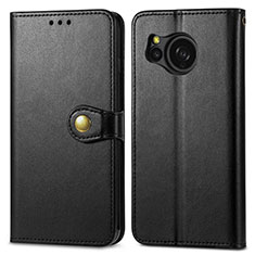 Leather Case Stands Flip Cover Holder S05D for Sharp Aquos Sense8 Black