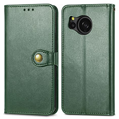 Leather Case Stands Flip Cover Holder S05D for Sharp Aquos Sense8 Green