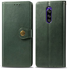 Leather Case Stands Flip Cover Holder S05D for Sony Xperia 1 Green