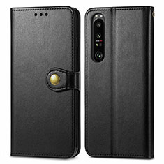 Leather Case Stands Flip Cover Holder S05D for Sony Xperia 1 III Black