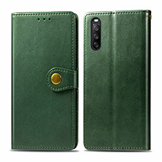 Leather Case Stands Flip Cover Holder S05D for Sony Xperia 10 III Lite Green