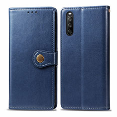 Leather Case Stands Flip Cover Holder S05D for Sony Xperia 10 III SO-52B Blue