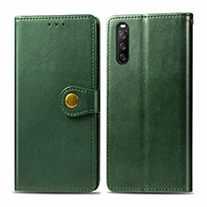 Leather Case Stands Flip Cover Holder S05D for Sony Xperia 10 III SOG04 Green