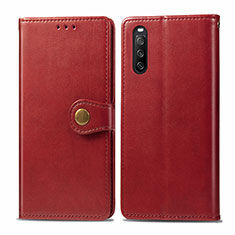 Leather Case Stands Flip Cover Holder S05D for Sony Xperia 10 III SOG04 Red
