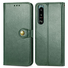 Leather Case Stands Flip Cover Holder S05D for Sony Xperia 5 III Green