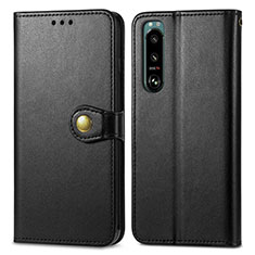 Leather Case Stands Flip Cover Holder S05D for Sony Xperia 5 III SO-53B Black