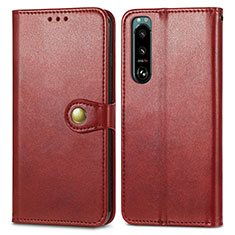 Leather Case Stands Flip Cover Holder S05D for Sony Xperia 5 III SO-53B Red