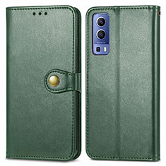 Leather Case Stands Flip Cover Holder S05D for Vivo iQOO Z3 5G Green