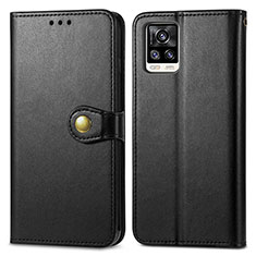 Leather Case Stands Flip Cover Holder S05D for Vivo V20 (2021) Black