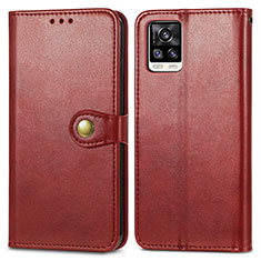 Leather Case Stands Flip Cover Holder S05D for Vivo V20 (2021) Red