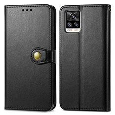 Leather Case Stands Flip Cover Holder S05D for Vivo V20 Black