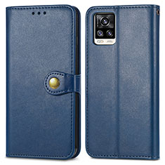 Leather Case Stands Flip Cover Holder S05D for Vivo V20 Blue