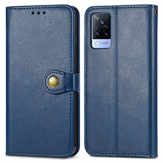 Leather Case Stands Flip Cover Holder S05D for Vivo V21 5G Blue