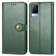 Leather Case Stands Flip Cover Holder S05D for Vivo V21 5G Green