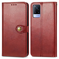 Leather Case Stands Flip Cover Holder S05D for Vivo V21 5G Red