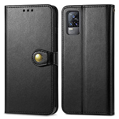 Leather Case Stands Flip Cover Holder S05D for Vivo V21e 4G Black