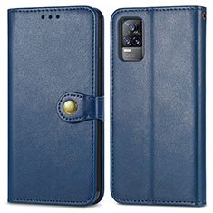 Leather Case Stands Flip Cover Holder S05D for Vivo V21e 4G Blue