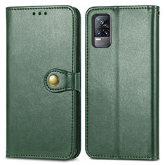 Leather Case Stands Flip Cover Holder S05D for Vivo V21e 4G Green