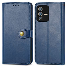 Leather Case Stands Flip Cover Holder S05D for Vivo V23 5G Blue