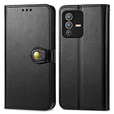 Leather Case Stands Flip Cover Holder S05D for Vivo V23 Pro 5G Black