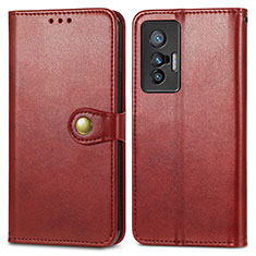 Leather Case Stands Flip Cover Holder S05D for Vivo X70 5G Red