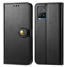 Leather Case Stands Flip Cover Holder S05D for Vivo Y21 Black