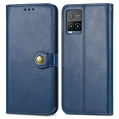 Leather Case Stands Flip Cover Holder S05D for Vivo Y21 Blue