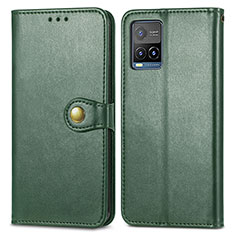 Leather Case Stands Flip Cover Holder S05D for Vivo Y21 Green