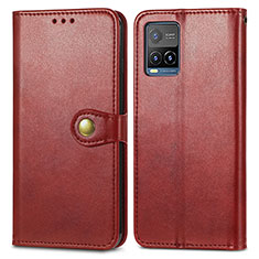 Leather Case Stands Flip Cover Holder S05D for Vivo Y21 Red