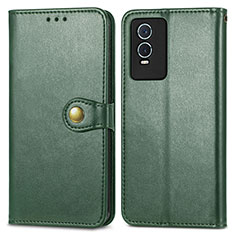 Leather Case Stands Flip Cover Holder S05D for Vivo Y74s 5G Green