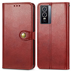 Leather Case Stands Flip Cover Holder S05D for Vivo Y76 5G Red