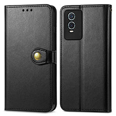 Leather Case Stands Flip Cover Holder S05D for Vivo Y76s 5G Black