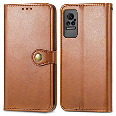 Leather Case Stands Flip Cover Holder S05D for Xiaomi Civi 5G Brown