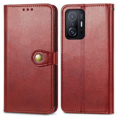 Leather Case Stands Flip Cover Holder S05D for Xiaomi Mi 11T Pro 5G Red