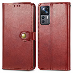 Leather Case Stands Flip Cover Holder S05D for Xiaomi Mi 12T 5G Red