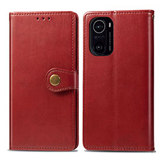 Leather Case Stands Flip Cover Holder S05D for Xiaomi Poco F3 5G Red