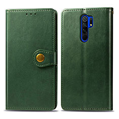 Leather Case Stands Flip Cover Holder S05D for Xiaomi Poco M2 Green